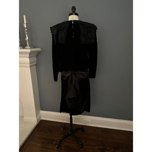 Scott McClintock Black Velvet Dress Edwardian ShabbyChic Retro 20s Gunne Sax - Picture 8 of 11